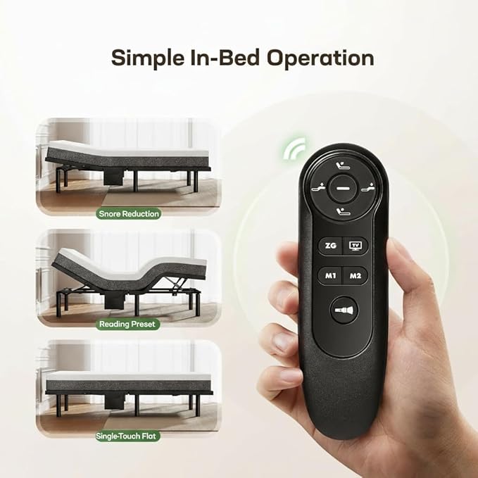Marsail MS01 Queen Adjustable Bed Frame & 8-Inch Gel Memory Foam Mattress Set,Premium Adjustable Base Includes Wireless Remote, Under-Bed Nightlight, and 4 Customizable Height Settings