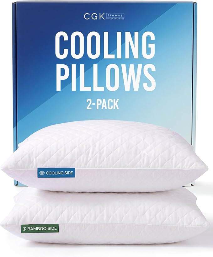 Cooling Pillow Queen Size Set of 2 - Breathable Cooling Bed Pillows for Hot Sleepers - Adjustable Shredded Memory Foam - Soft or Firm, Supportive for Side, Back and Stomach Sleepers - Washable Cover