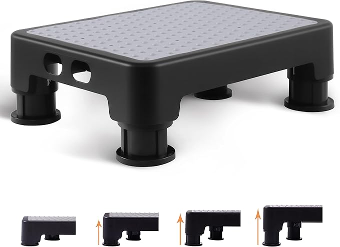 CHIKILLA Adjustable Step Stool for High Beds and Cars, 650lb Heavy Duty Bed Step for Elderly, Non-Slip Mobility Platform for Bathtub, Kitchen, SUV, 4 Height Levels 3.4-5.4" Portable Stair Assist, Gray