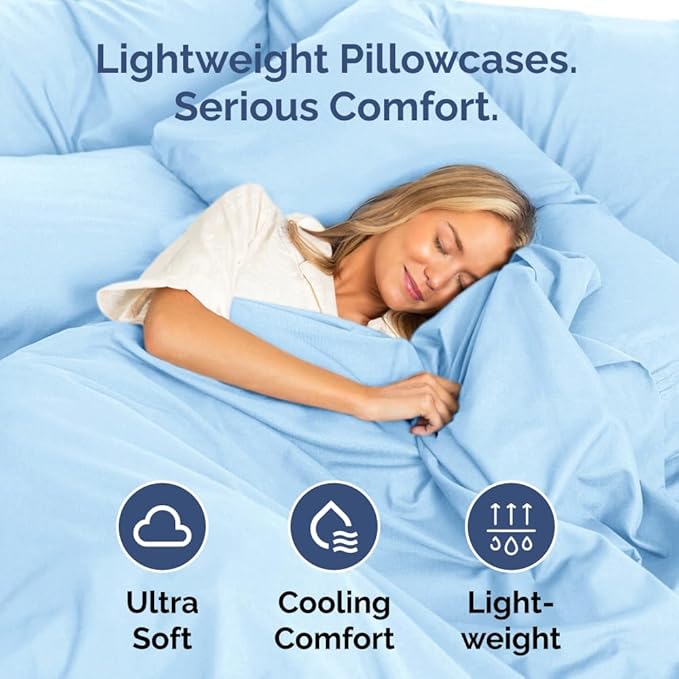 Standard Pillow Cases Set of 6 - Ultra Soft Hotel Quality Pillowcase Covers - Comfy & Wrinkle Free - Shrink, Stain and Fade Resistant - Machine Washable Pillow Protectors - 6 Piece Set - Light Blue