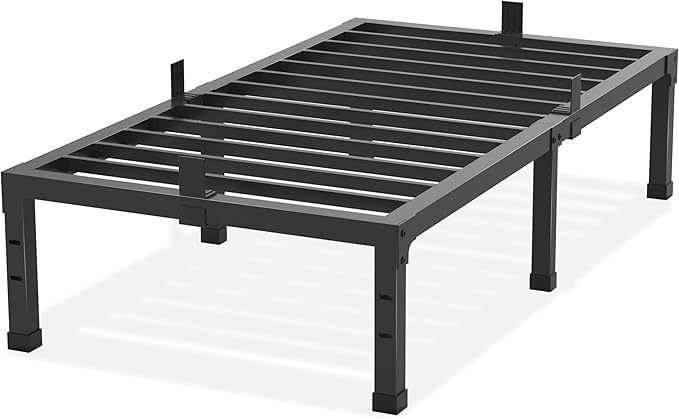 Yitong Angel Twin Size Bed Frames, 14 Inch High 3500 lbs Heavy Duty Metal Platform, Mattress Foundation with Steel Slat Support/No Box Spring Needed/Noise Free/Non-Slip/Easy Assembly