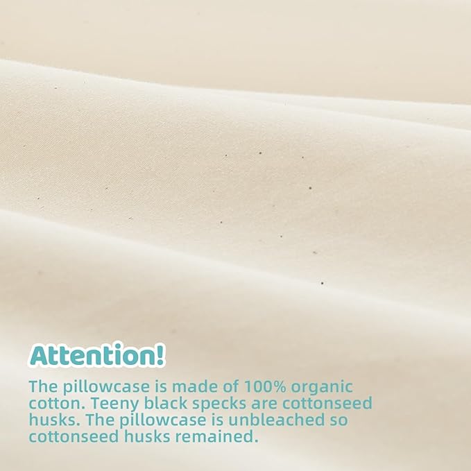 Organic Pillow with Pillowcase - 20x36 King Size Pillow with 100% Organic Cotton Shell, Adjustable Loft Organic King Plilow, Machine Washable, Soft, Perfect for Adults&Couples