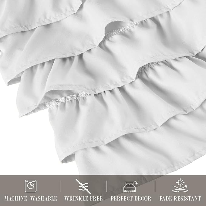 Elegant Comfort Leila Collection Multi-Ruffle Bed Skirt, 1500 Thread Count Egyptian Quality, Easy Fit Dust Ruffle, 15 inch Drop, Wrinkle and Stain Resistant, MultiRuffle, King, Snowy White