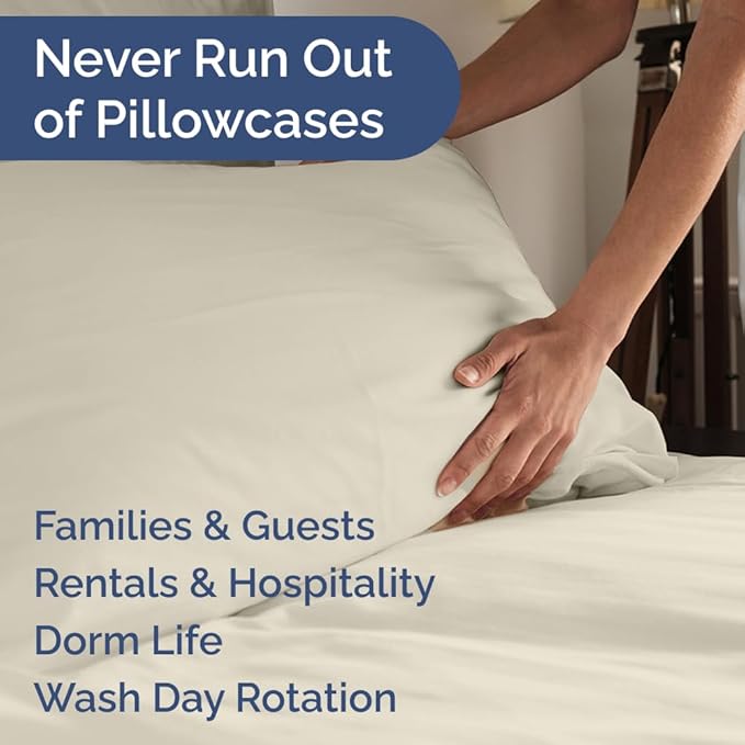 Standard Pillow Cases Set of 8 - Ultra Soft Hotel Quality Pillowcase Covers - Comfy, Cozy & Wrinkle Free - Shrink, Stain and Fade Resistant - Machine Washable Pillow Protectors - 8 Piece Set - Wheat