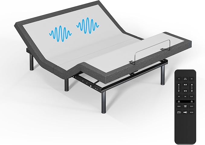 Bold City Accents Adjustable Bed Frame with Wireless Remote - Comfortable Zero Gravity Massage with Head & Foot Incline, Dual USB Charge & Under-Bed Nightlights - Powder Coated Adjustable Full Frame