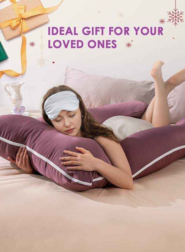 QUEEN ROSE Pregnancy Pillow, U Shaped Full Body Pillows for Sleeping Support, Maternity Pillow for Pregnant Women, Shiny Dark Purple