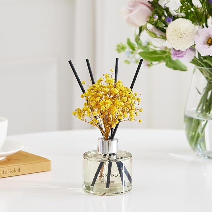 COCODOR Preserved Real Flower Reed Diffuser/Refreshing Air / 6.7oz(200ml) / 2 Pack/Reed Diffuser Set, Oil Diffuser & Reed Diffuser Sticks, Home Decor & Office
