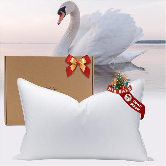 White Goose Down Pillow Luxury Hotel Bed Pillow with 100% 900+ Fill Power, Goose Feather Pillow for Sleeping, 700TC Cotton Shell, King Size- Medium, 1 Pack