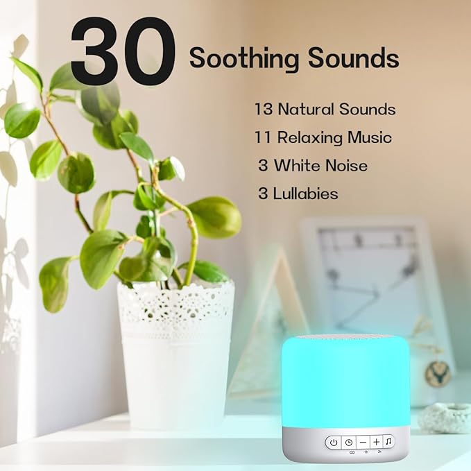 Easysleep Soundbar Speakers White Noise Sound Machine with 30 Sounds 12 Night Light 32 Volume 3 Timers Portable Sleep Machine for Office Travel Noise Canceling Lullaby & Rain Sound for Baby, Adults