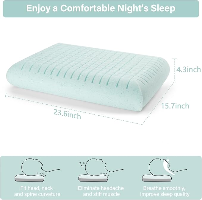 Cooling Memory Foam Pillow, Bed Pillow, Medium Soft Feel Neck Pillow for Sleeping, Memory Foam Pillows for Sleeping Side, Back & Stomach Sleepers, Breathable & Removable Cover