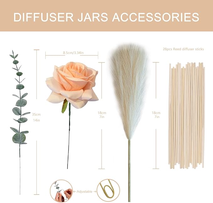 HOSSIAN Diffuser Glass Bottles Black -Empty Reed Diffuser Bottle With Sticks- Fragrance accessories use for DIY replacement reed diffuser sets (Black)