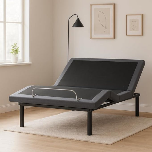 Naomi Home Idealbase Queen Adjustable Bed Base with Massage, USB Ports, Under-Bed Light, Wireless Remote, 800 Lb Capacity, Gray Metal Frame, Easy Assembly for Enhanced Comfort and Relaxation