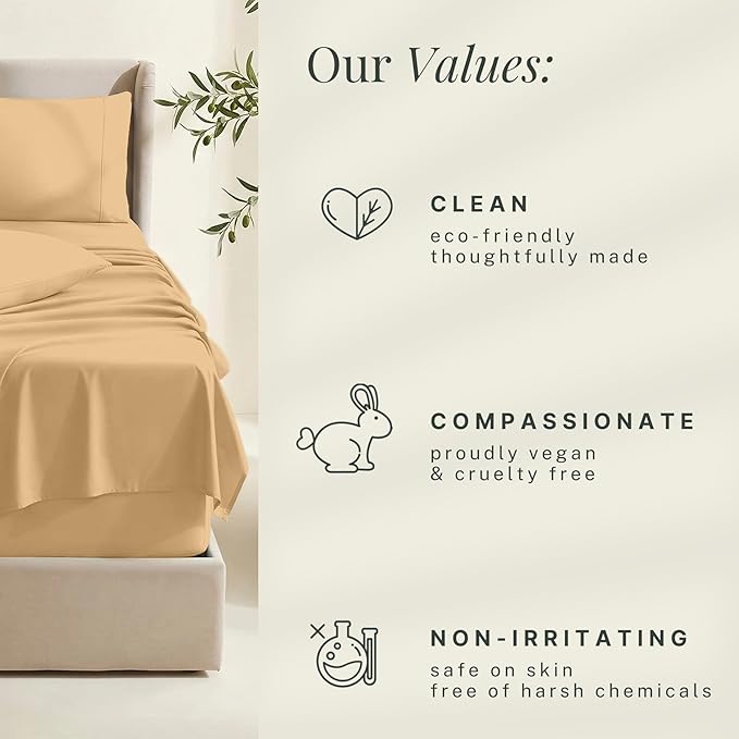 Hearth & Harbor Extra Deep Pocket King Size Sets - Fits Mattress 18-24 Inches Deep - Extra Deep Pocket Sheets - 6 Piece King Size - Camel
