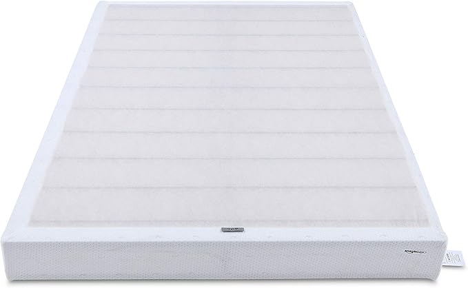 Amazon Basics Smart Box Spring Bed Base, 9-Inch Height Mattress Foundation, Tool-Free Easy Assembly, Metal Frame, Cal King, 83" x 71" x 9", White