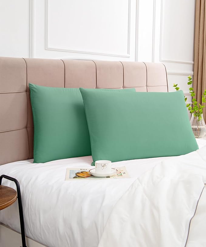 Warmstar Cotton Pillow Cases King Size Set of 2, 600 Thread Count Pillowcases 20x36 Inches, Soft Long Staple Cotton Pillowcases Breathable with Envelope Closure,Zephyr Green