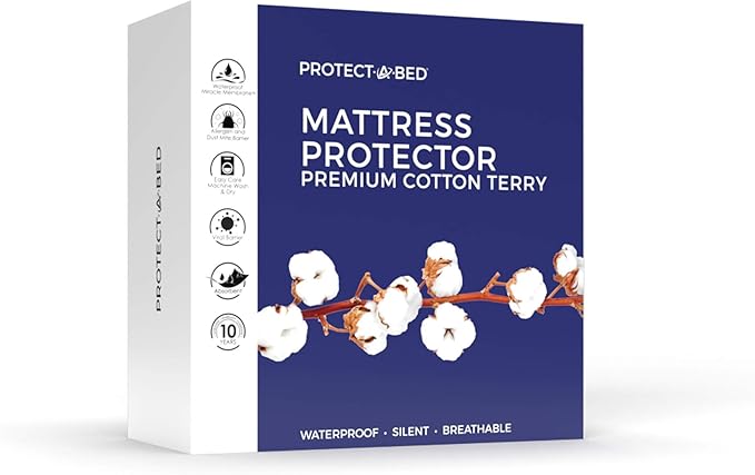 Protect-A-Bed, Premium Cotton-Terry Mattress Protector, Waterproof, 5-sided, King