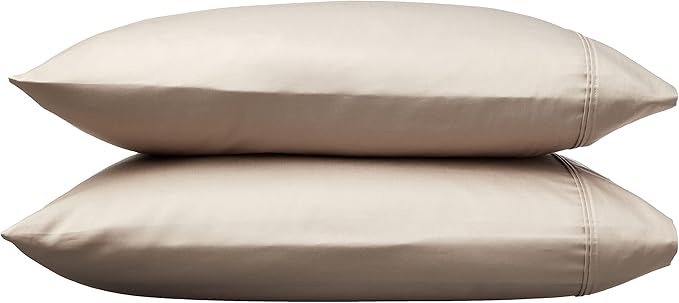 Amazon Basics 400 Thread Count 100% Cotton Pillowcases, Sateen Weave, Standard Size, 20" x 30", Stone Gray, Set of 2