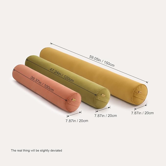 Body Pillow for Adults,Long Round Pillow,Big Cylindrical Pillow,Large Full Bolster Pillows for Side Sleepers (Amber Orange, 39.37"*7.87")