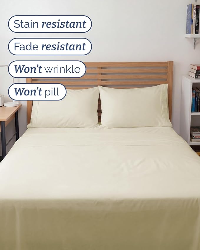 Full XL Bed Sheet - 4 Piece Full XL Bed Sheets Set - Ultra-Soft, Breathable & Cooling - Hotel Luxury Bedding for Women & Men with Deep Pockets - Wrinkle Free & Fade Resistant - Oeko-Tex - Off White