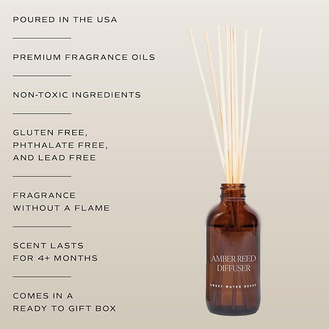 Sweet Water Decor Salt and Sea Reed Diffuser Set for Home - Sea Salt, Citrus, Musk, Amber Scented Reed Diffusers for Summer - Air Freshsner Lasts 4+ Months, Made in the USA