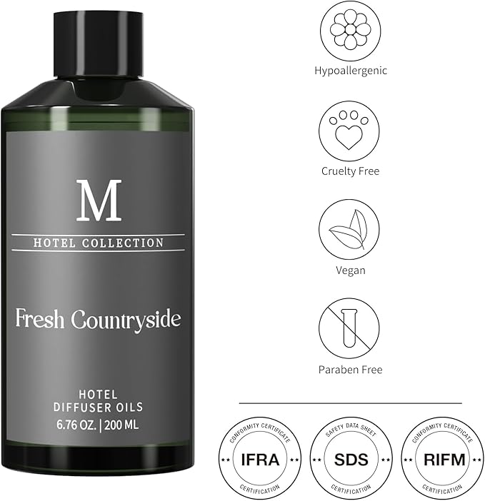 Hotel Collection Diffuser Oil- Fresh Countryside, 6.76 Fl Oz (200ml), Home Luxury Aroma & Hotel Fragrance Diffuser Oil- Essential Oils for Aromatherapy