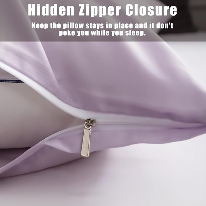 TELUS Body Cooling Pillow Cases Cover, Bamboo Rayon Pillowcases with Zipper Closure, Cool and Breathable Pillow Cover for Hot Sleepers and Night Sweats, 20x54 inches, Purple