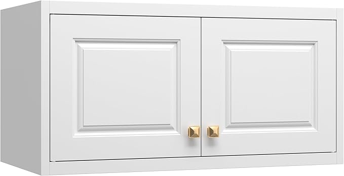 32" Metal Wall Cabinet 2 Doors,Black Hanging Cabinets with Handle,Metal Wardrobe Cabinets,Armoire Wardrobe Closet,Clothes Storage Cabinet for Bedroom,Laundry,Office Room
