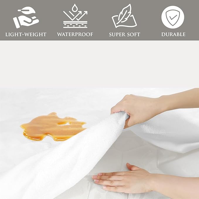 Cot Mattress Protector 25"x75" Waterproof, Terry Soft and Noiseless Mattress Protector Perfect for Daybed 25" X 75" Mattress/Narrow Twin/Cot Size/Rv Bunk/Camping Cot (White)