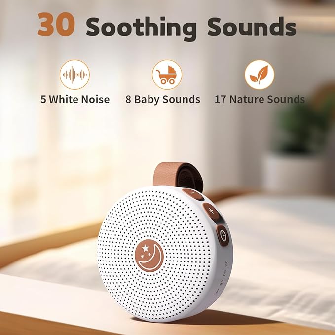 Portable Sound Machine Mini White Noise Machine Baby Shushing Brown Noise Machine with 30 Soothing Sounds for Kids Adults Dogs Auto-Off Timer 32 Volume Levels Sleep Machine for Home Office Privacy