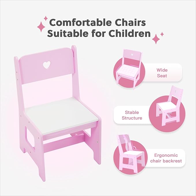 Kids Vanity with Lights and Chair, Princess Makeup Vanity Desk with Mirror Bookshelf Storage Cabinet,3 in 1 Toddler Vanity Table,Children Makeup Dressing Table,Pretend Play Vanity for Little Girl-Pink