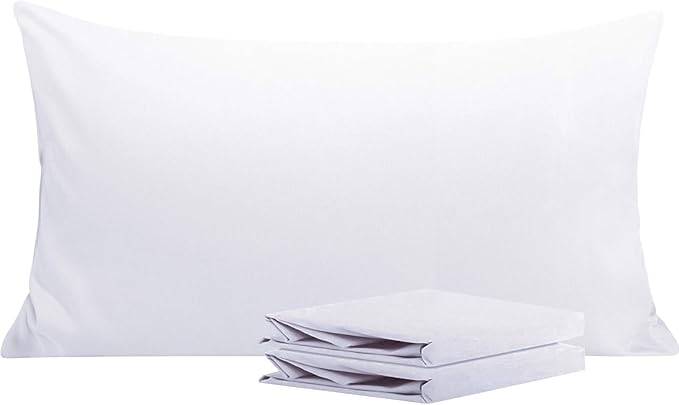 NTBAY King Pillowcase Set - 2 Pack Brushed Microfiber 20x40 Pillowcases - Soft, Wrinkle-Free, Fade-Resistant, Stain-Resistant, White Pillowcases with Envelope Closure - 20x40 Inches, White