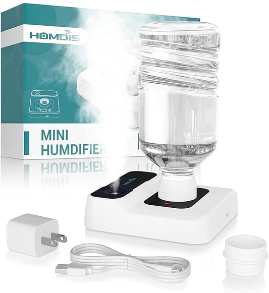 Portable Humidifier - Small Air Humidifiers for Bedroom, Plants, Office, Travel - Cool Mist Humidifiers, Color-Changing Accent Light, 2 Mist Settings, Ivory