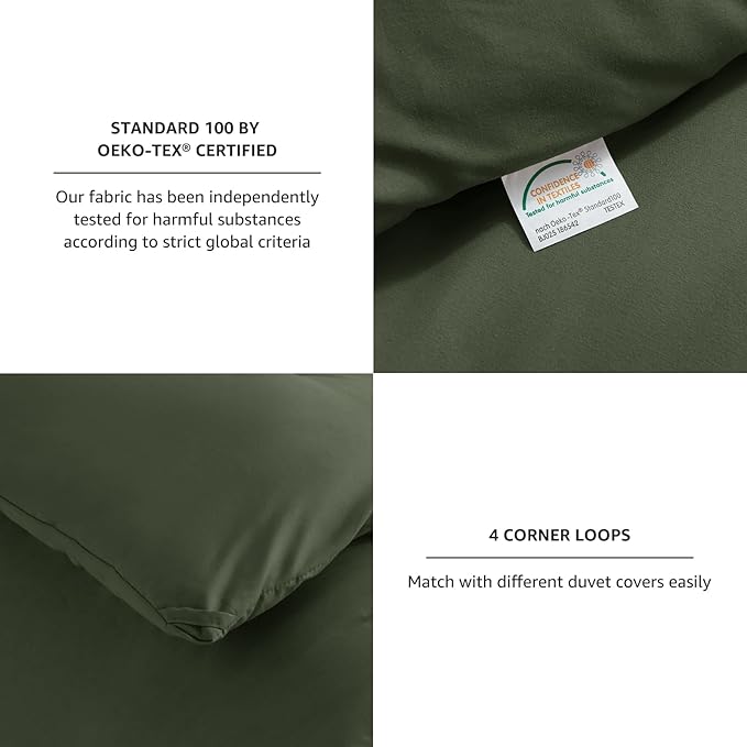 CozyLux Twin Comforter Set Dark Green, 2 Pieces Twin Extra Long Solid Breathable Bedding Sets for College Dorm, Twin XL Luxury Soft Bed Set with Down Alternative Comforter and 1 Pillowcase All Seasons