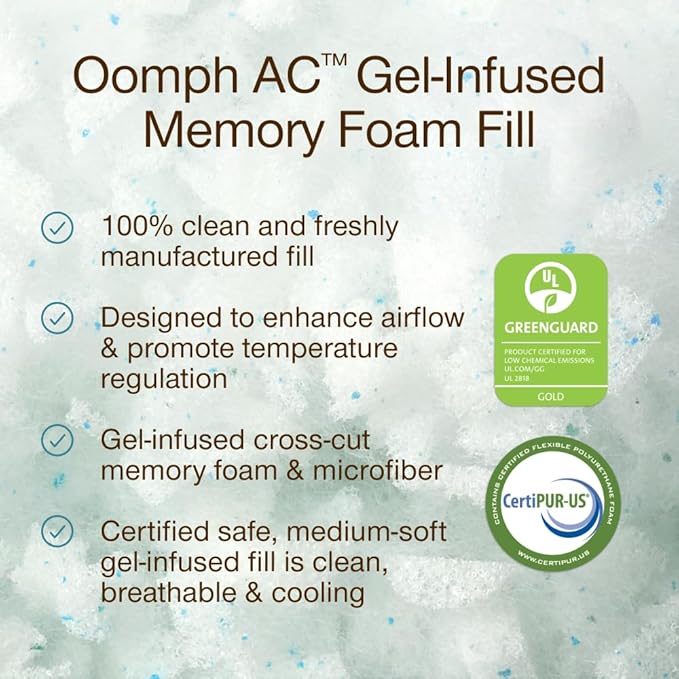 Coop Home Goods Extra Oomph AC Fill, Gel-Infused Memory Foam & Poly Fill, Extra Fill Bag, Refill for Eden Memory Foam Pillow, GREENGUARD Gold and CertiPUR-US Certified