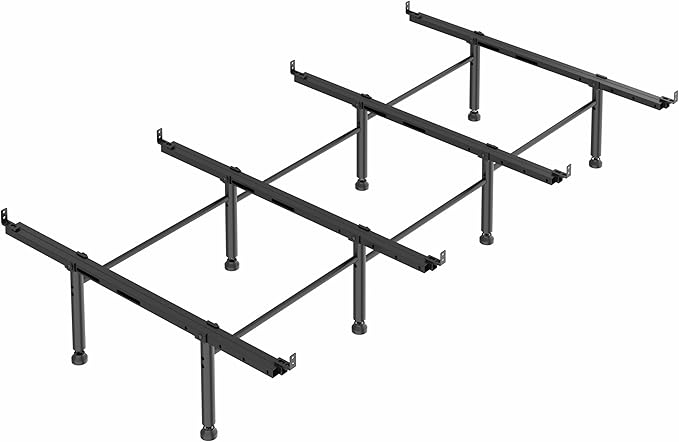 Bed Slats Center Support System - 4 Cross Rails and 8 Adjustable Legs,Replacement Support Legs for Metal/Wood/Upholstered Bed-Twin