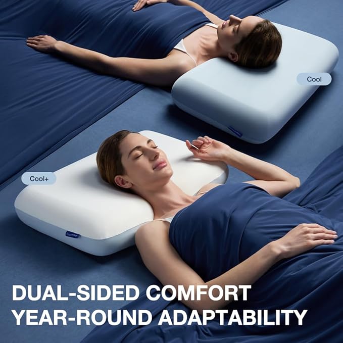 Cooling Pillow 5 inchs for Back andd Side Sleeper, Advanced Memory Foam Pillows with Cooler Case but no Firm Layer, 16x24x5 inchs