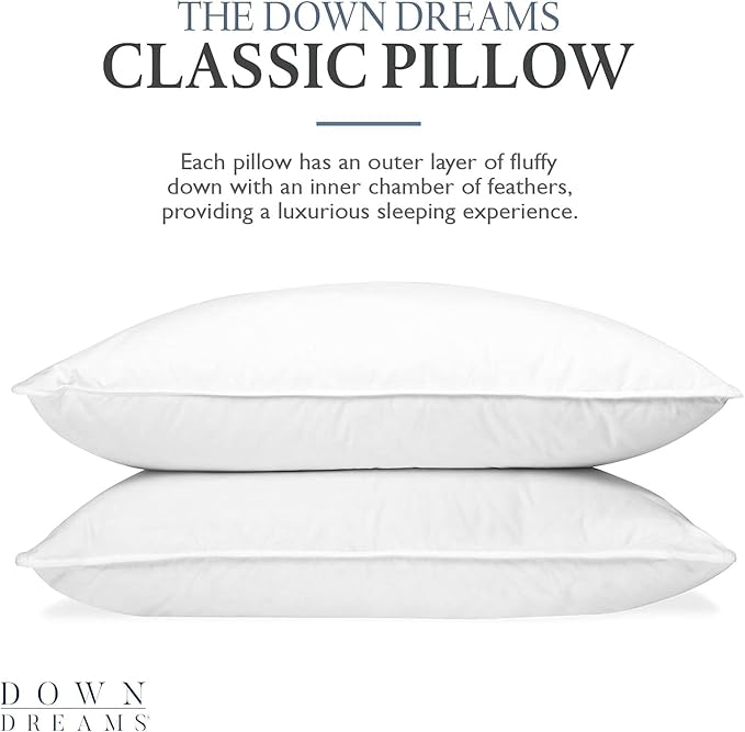 Down Dreams Classic Pillow Jumbo Soft Doubletree by Hilton Hotels Set of 2 with BBH Pillow Protectors