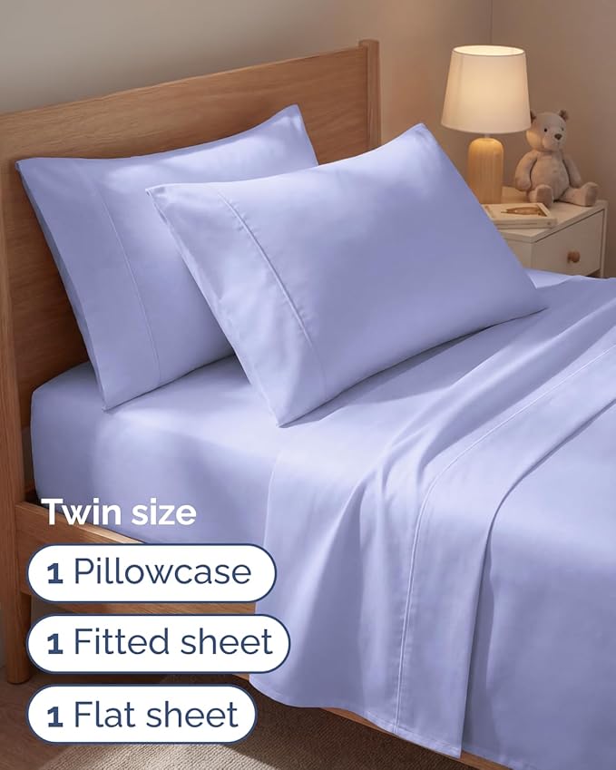 Twin 4 Piece Sheet Set - Comfy, Breathable & Cooling - Hotel Luxury Bedding for Women, Men, Kids, Teens and Children - 1 Flat & 1 Fitted Sheet & 2 Pillowcases w/ Deep Pockets - Wrinkle Free - Lavender