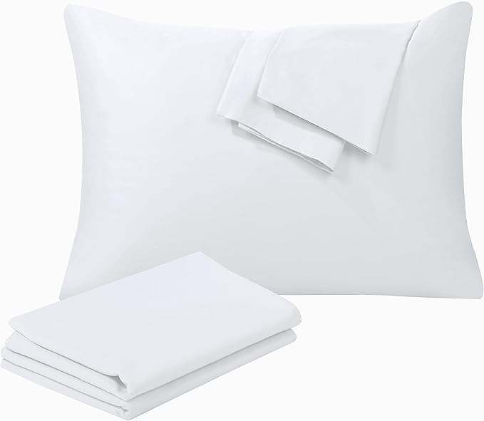 100% Egyptian Cotton Toddler Pillowcases Set of 4, 400 Thread Count Sateen Weave Small Pillow Protectors, Super Soft Breathable Zippered Pillow Covers 13x18 Inches (White, Toddler)