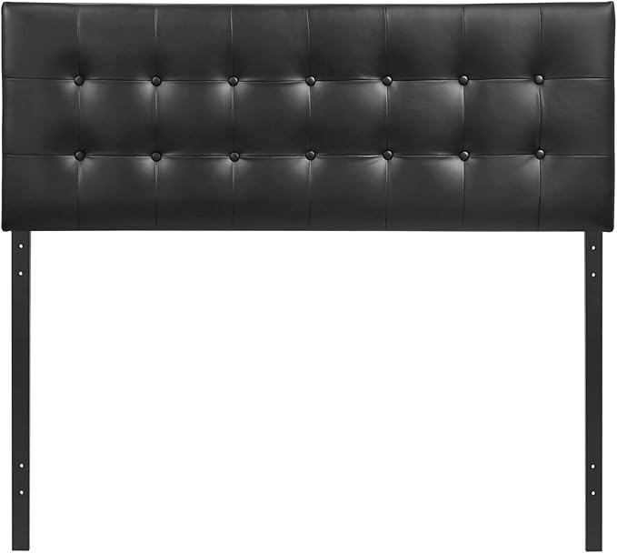 Modway Emily Tufted Button Faux Leather Upholstered King Headboard in Black