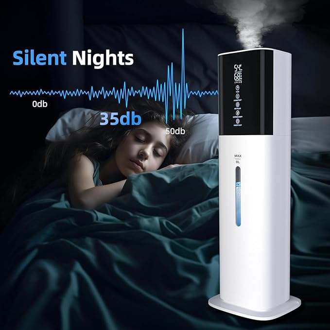 2.11Gal Ultrasonic Cool Mist Humidifier with Timer and Humidistat for Large Rooms - Home, Bedroom, Baby, Adults, Plants