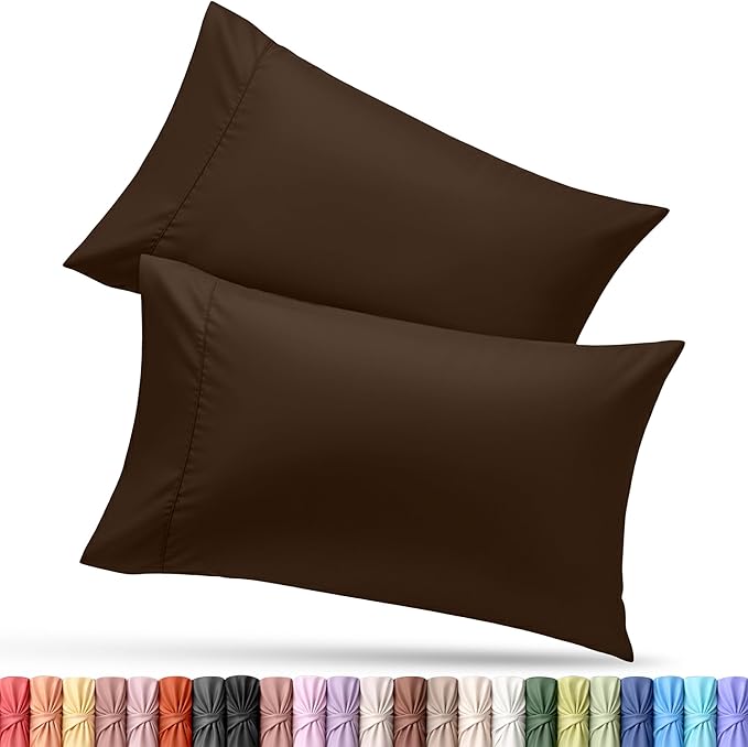 Utopia Bedding Pillow Cases Standard Size 2-Pack – Soft Brushed Microfiber – Envelope Closure – Perfect for Hospitals, Hotels, Guest Rooms – Oeko-TEX Certified, 20x26 Inches (Brown)