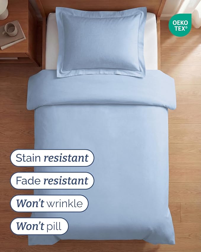 Duvet Cover Twin/Twin XL Size Set - Extra Soft Twin/Twin XL Duvet Cover 68" x 90" with 1 Pillow Sham - Hotel Luxury, Easy Care, Fade Free with Zipper Closures & Ties - Comfy & Breathable (Sky Blue)