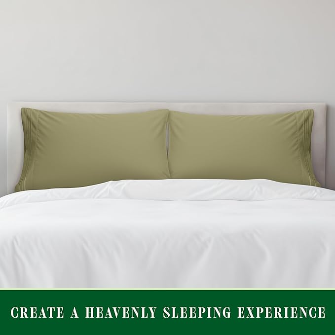 Elegant Comfort Luxury Ultra-Soft 2-Piece Pillowcase Set - 1500 Premium Hotel Quality Microfiber Double Brushed - Wrinkle Resistant, Standard/Queen, Sage/Green