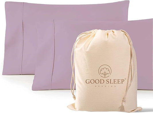 1000 TC Lavender Standard Pillowcases Set of 2 100% Egyptian Cotton Pillow Cases with Long Staple Cotton & Sateen Weave, Silky Soft Hotel - Like Bed Pillow Covers for Comfy Sleeping, Snug Fit
