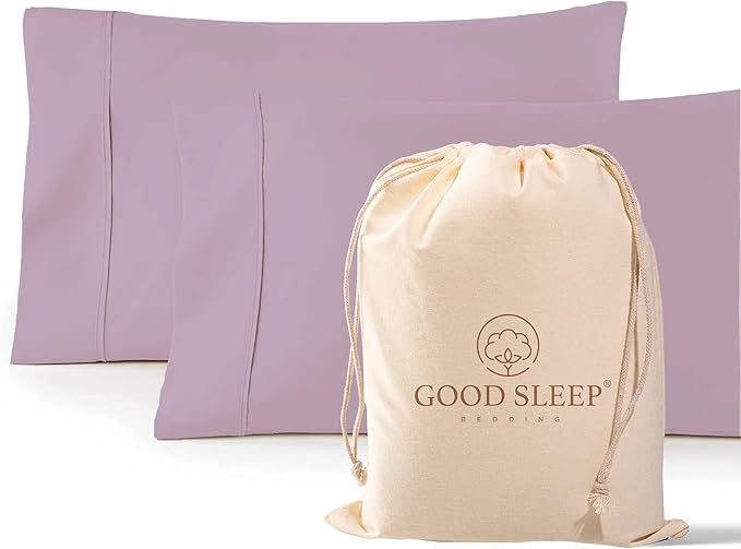 1000 TC Lavender King Pillowcases Set of 2 100% Egyptian Cotton Pillow Cases with Long Staple Cotton & Sateen Weave, Silky Soft Hotel - Like Bed Pillow Covers for Comfy Sleeping, Snug Fit