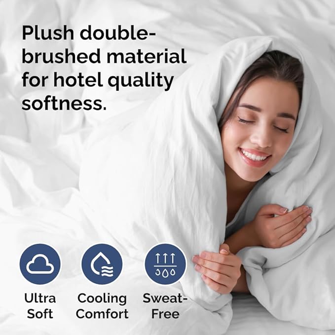 Duvet Cover Super King Size Set - Extra Soft Super King Duvet Cover with 2 Pillow Shams - Hotel Luxury, Easy Care & Fade Free w/ Zipper Closures & Ties - All Season, Comfy, Cozy & Breathable (White)