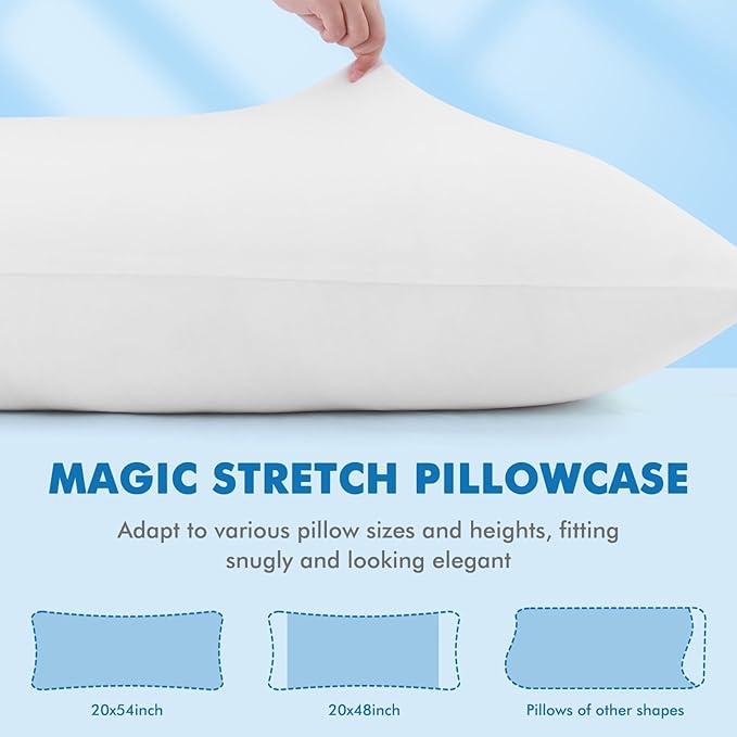 Avolare Cooling Body Pillow Cases 1 Pack,Arc-Chill 3.0 Cooling Body Pillow Cover for Hot Sleepers with Zipper(Q-Max>0.5), Soft Silky 20" x 54" Summer Long Pillow Cases for Hair and Skin- White