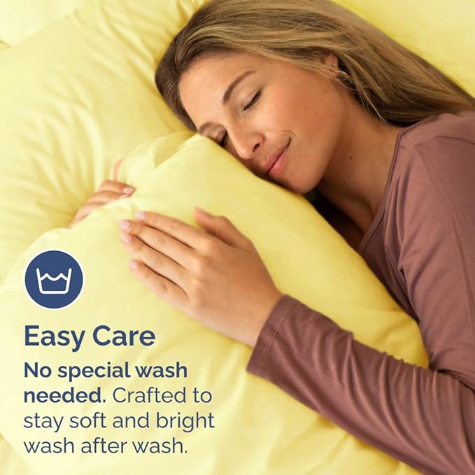 King Pillow Cases Set of 4 - Ultra Soft Hotel Quality Pillowcase Covers - Comfy, Cozy & Wrinkle Free - Shrinkage, Stain and Fade Resistant - Machine Washable Pillow Protectors - 4 Piece Set - Yellow
