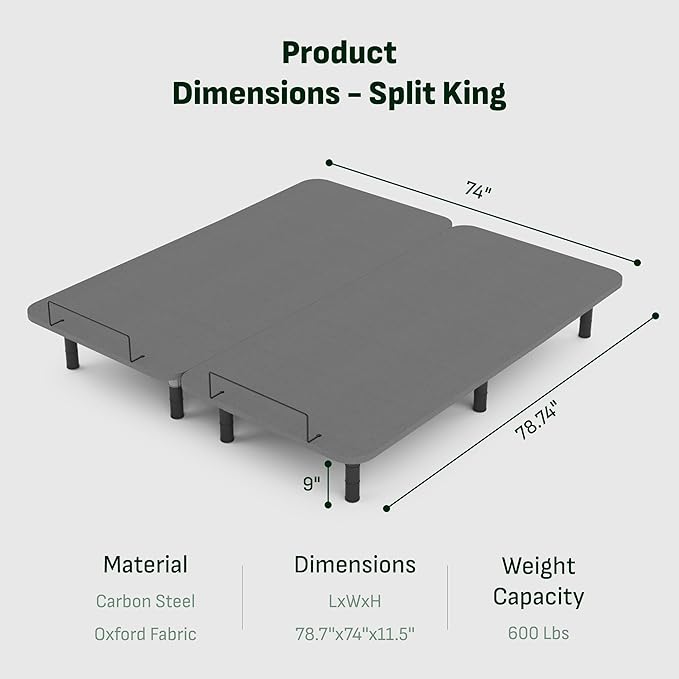 Softa Split King Adjustable Bed Frame, Head & Foot Lift, Electric Bed Base with Remote Control, Whisper Quiet Motor, Oxford Fabric Bedspread, Mattress Holder, Easy Assembly